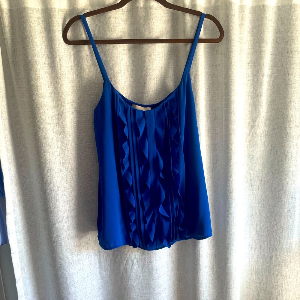 **LOFT**blue ruffled tank blouse